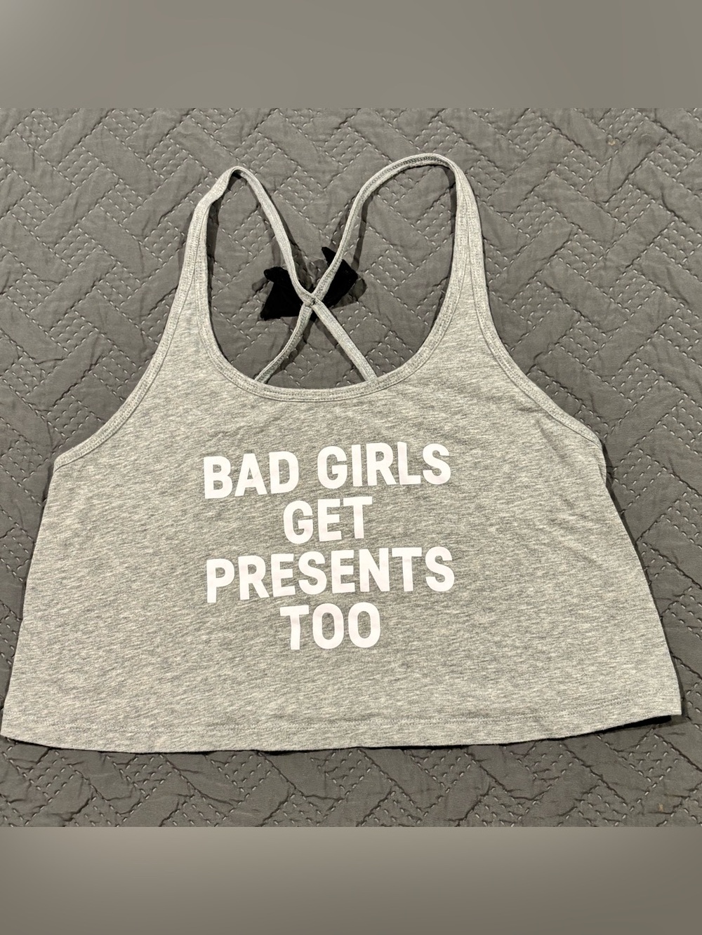 Victoria's Secret Grey Crop Tank with Sequin Bow